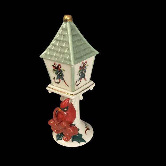 LENOX "Winter Greetings"  Cardinal/Birdhouse Stacking Salt  Shaker Set, In Box - Picture 6 of 8